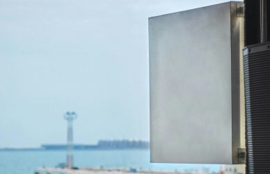 a view of the ocean from a restaurant